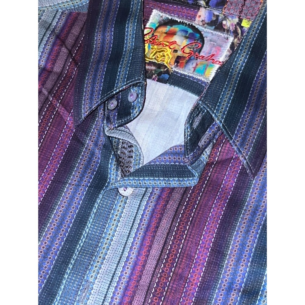 Robert Graham Vibrant Purple and Blue Striped Long Sleeve Button Down Shirt XL - Picture 2 of 5